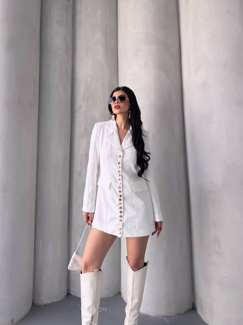 Kadın Uzun Kollu Düğmeli Blazer Ceket Elbise