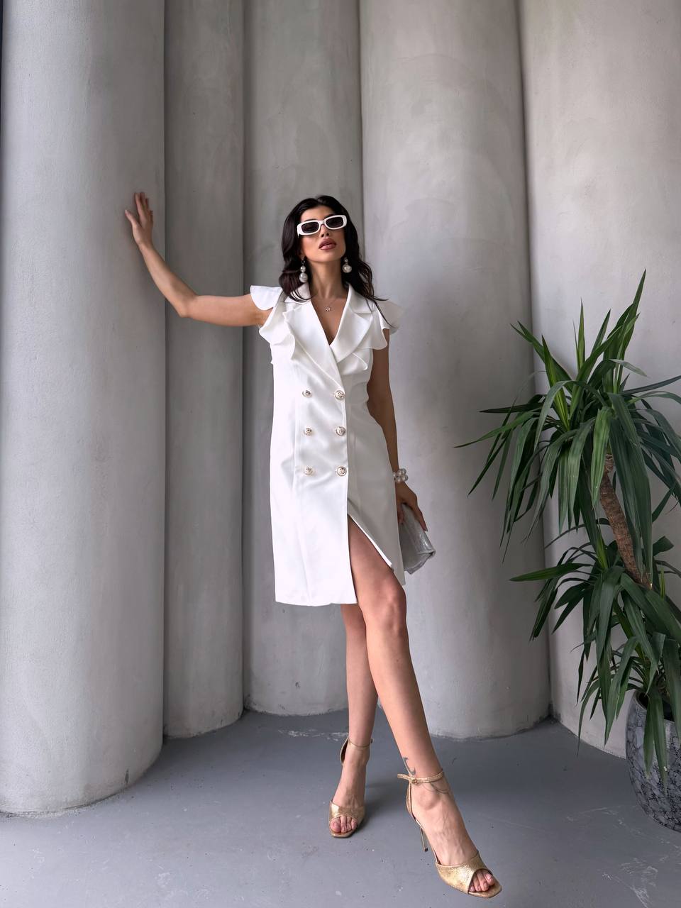 Kadın Kruvaze Yaka Fırfır Detaylı Elbise