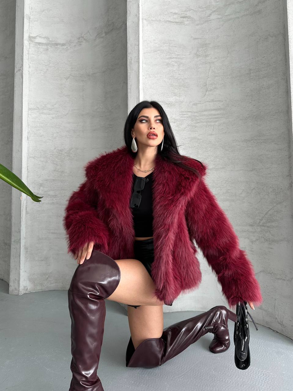 Kadın Şık Kürk Görünümlü Yumuşak Dokulu Ceket Mont